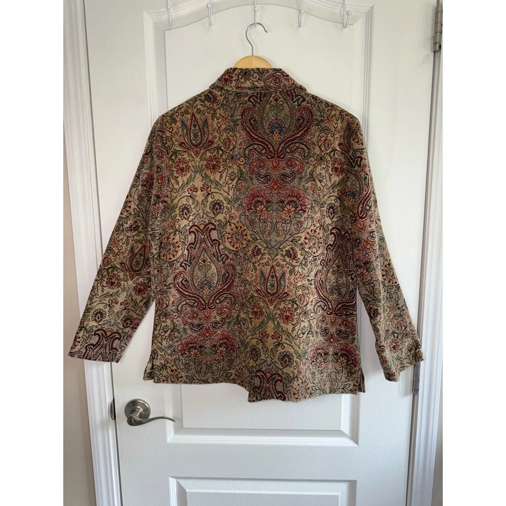 Vintage Erin London Tapestry Jacket M Paisley Floral Boho Gobelincore Blazer VTG